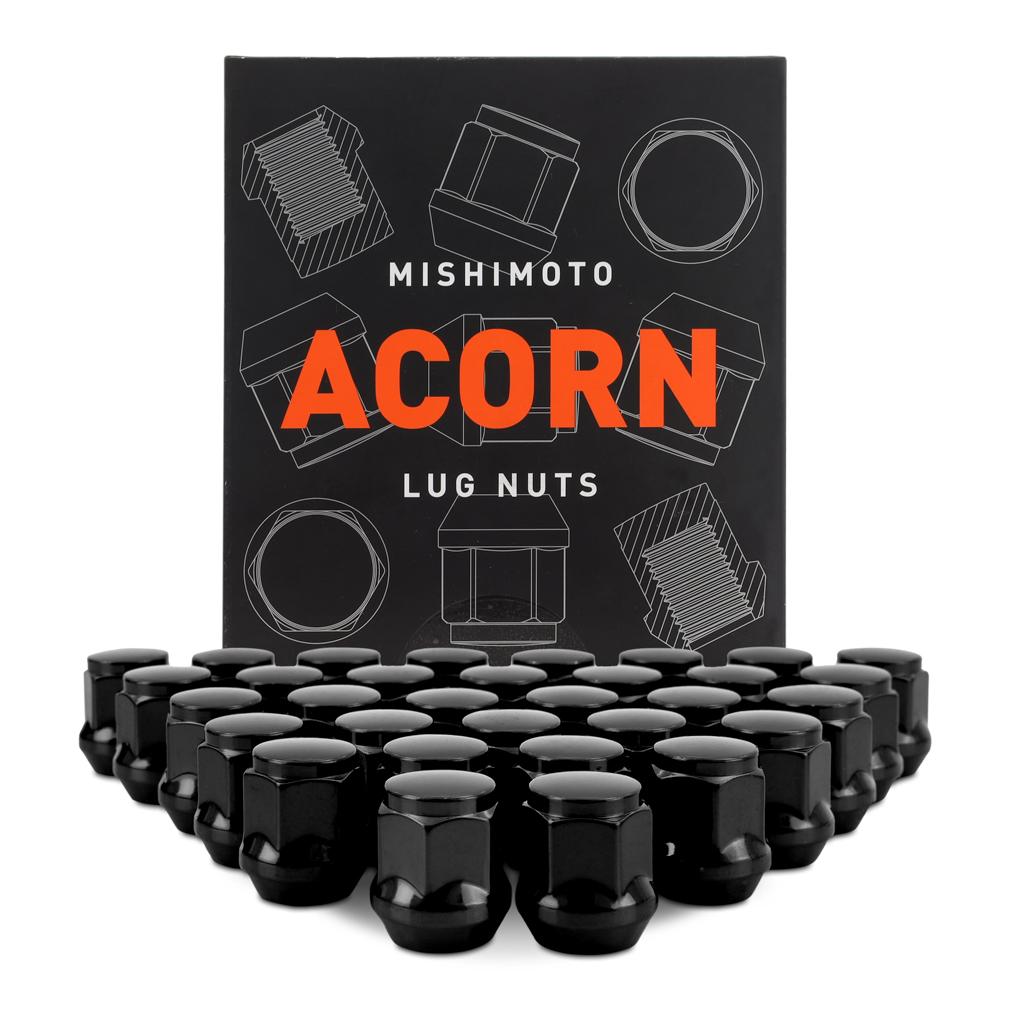 Mishimoto Steel Lug Nuts M14X1.5 Acorn Seat 32pc Set Black (1979-2025 Chevrolet, GMC, Ford, Hummer, Ram Fitment) - MMLG-AC1415-32BK