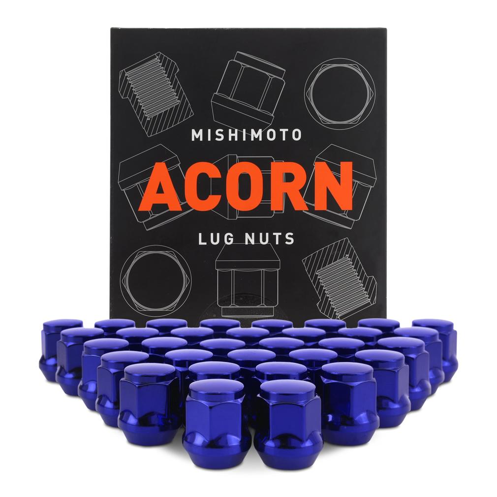 Mishimoto Steel Lug Nuts M14X1.5 Acorn Seat 32pc Set Blue (1979-2025 Chevrolet, Ford, GMC, Hummer, Ram Fitment) - MMLG-AC1415-32BL