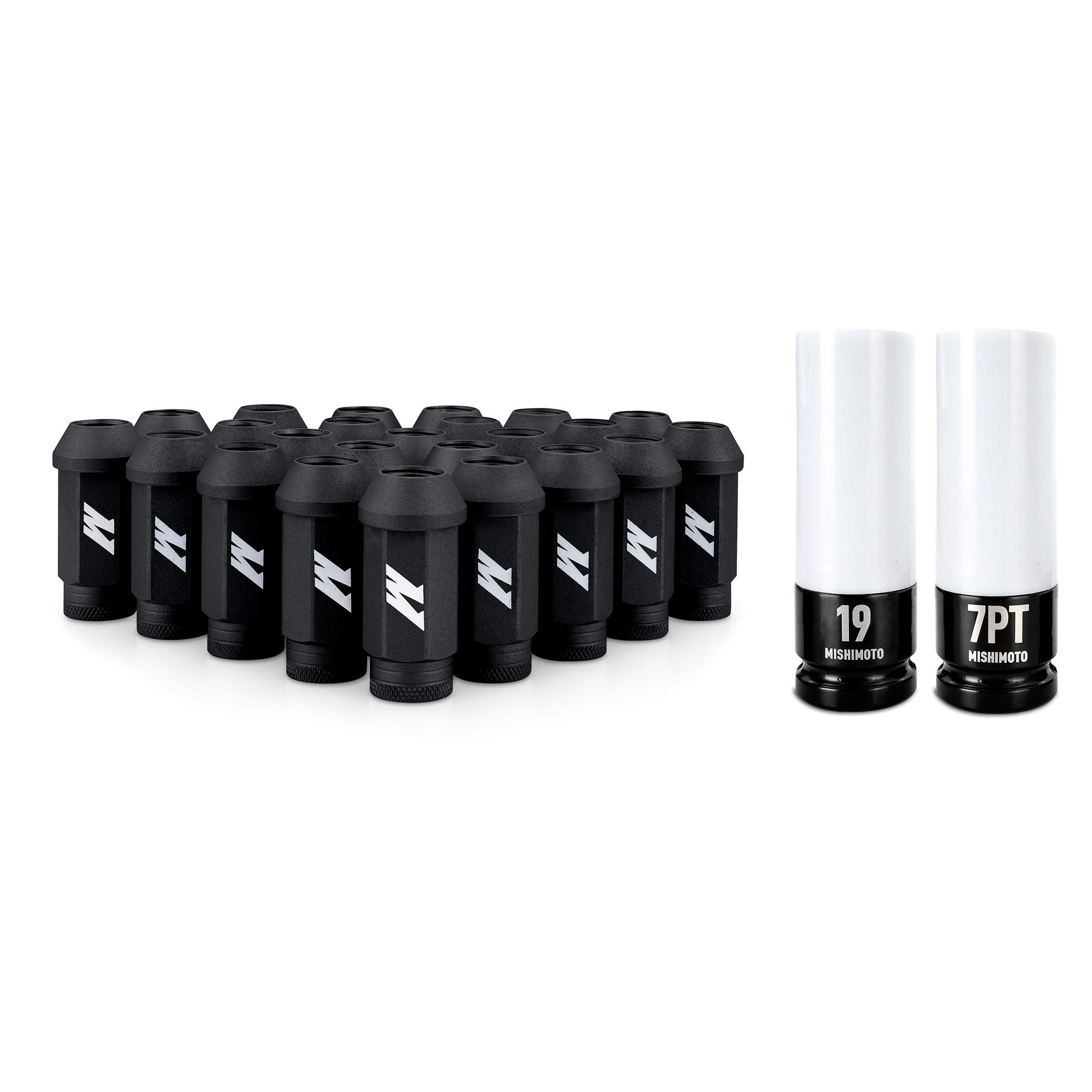 Mishimoto Steel Locking Lug Nuts M14X1.5 24pc Set Black (1995-2025 Buick, GMC, Cadillac, Chevrolet, Jeep, INFINITI, Lexus, Lincoln, Nissan, Ram, Saturn, Toyota, Ford Fitment) - MMLG-M14-24LBK