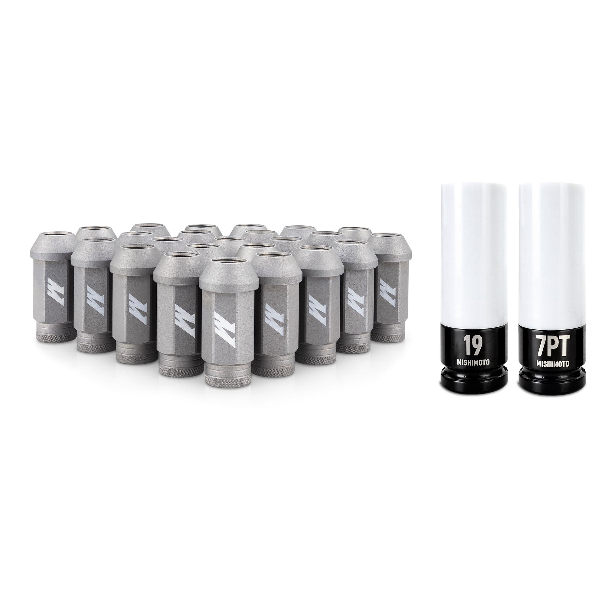 Mishimoto Steel Locking Lug Nuts M14X1.5 24pc Set Silver (1995-2025 Nissan, Ram, Saturn, Toyota, Lexus, Cadillac, Ford, Chevrolet, Lincoln, GMC, Buick, Jeep, INFINITI Fitment) - MMLG-M14-24LSL
