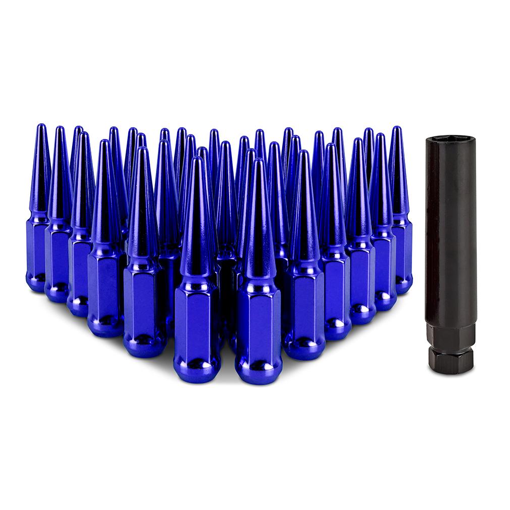 Mishimoto Spiked Lug Nuts M14X1.5 32-pc Set (1979-2025 Chevrolet, GMC, Ford, Hummer, Ram Fitment) - MMLG-SP1415-32BL