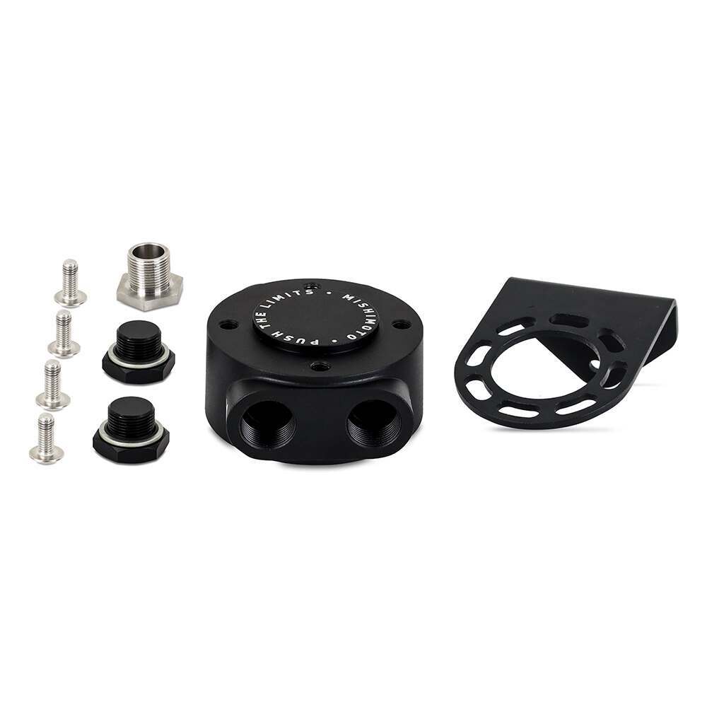 Mishimoto Remote Oil Filter Mount, M20 X 1.5 Filter Thread, Black - MMOC-RFH-M20BK