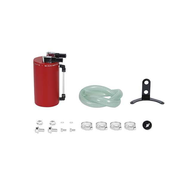 Mishimoto Aluminum Oil Catch Can - Large, Wrinkle Red - MMOCC-LAWRD