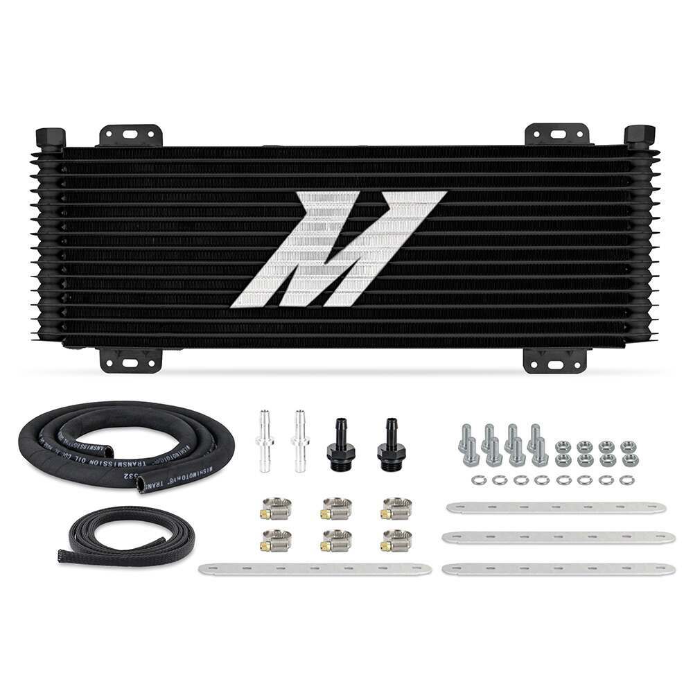 Mishimoto 13-Row Stacked Plate Transmission Cooler, Powder Coat, 22.85In X 7.10In X 1.25In - MMTC-SP-13BK