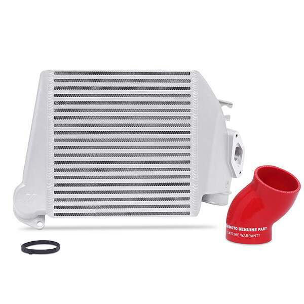 Mishimoto Subaru WRX 2008-2014 Top-Mount Intercooler Silver Cooler, Red Hoses (2008-2014 Impreza) - MMTMIC-WRX-08SLRD
