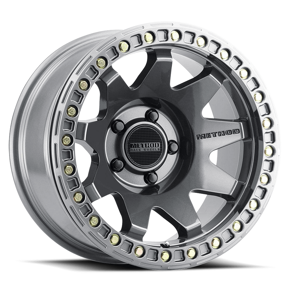 Method Race Wheels MR108 Beadlock, 17x9, -44mm Offset, 5x5, 71.5mm Centerbore, Gloss Titanium, - MR10879050844B