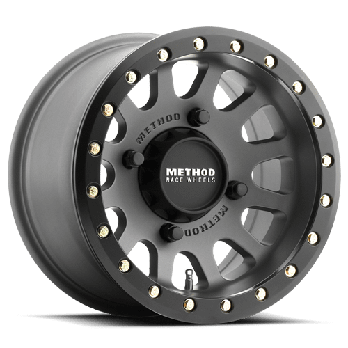 Method Race Wheels Aluminum Wheels 15x6 MR401 Beadlock UTV Bolt Pattern 4 On 156 Offset 53 Lip Size 0 Titanium GY Matte Black Ring Method - MR40156046851B