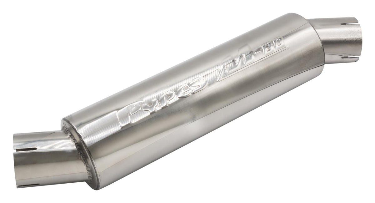 Pypes M-80 Muffler 14 Inch Body 2.5 Inch Offset Inlet/Offset Outlet 304 Stainless - MVR204S
