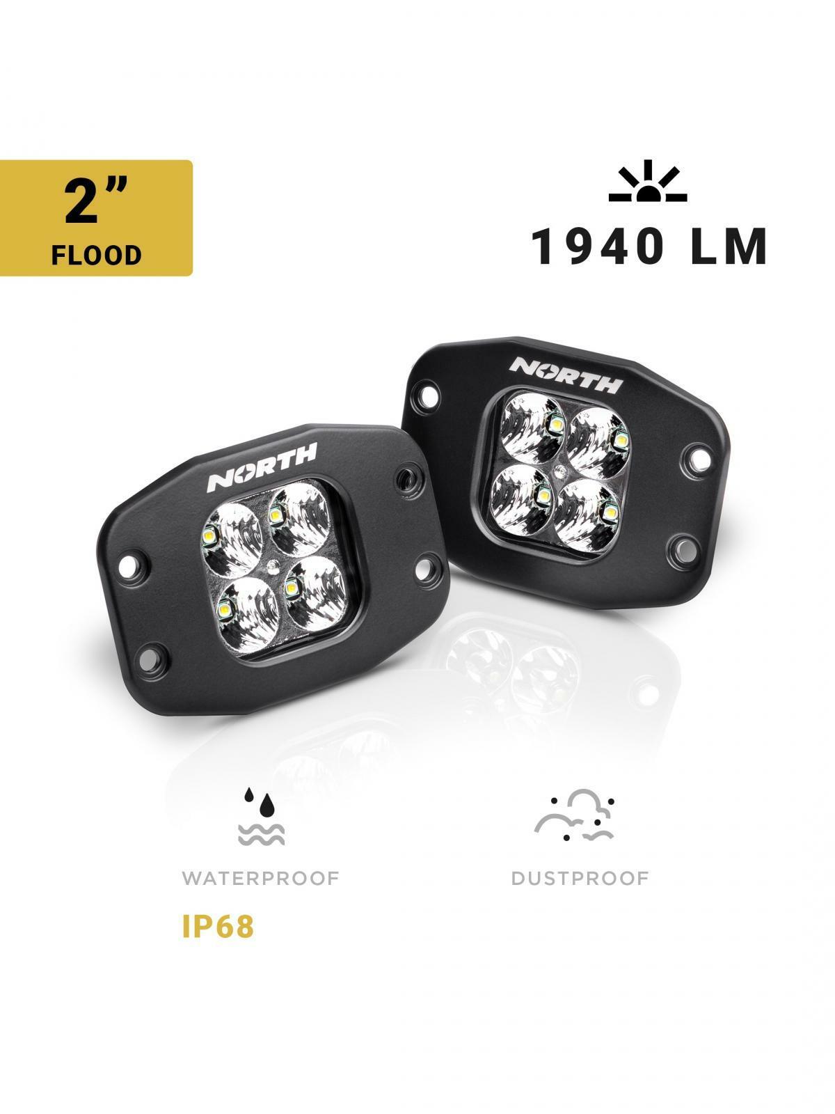 North Lights 2 Inch Flush Mount LED Light Flood Pair North Lights - NRTH-FM-2-F