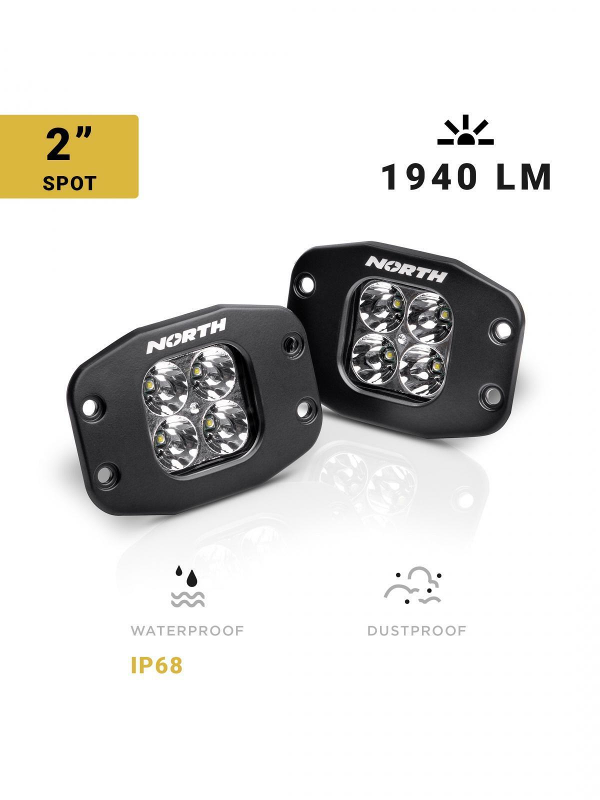 North Lights 2 Inch Flush Mount LED Light Spot Pair North Lights - NRTH-FM-2-S