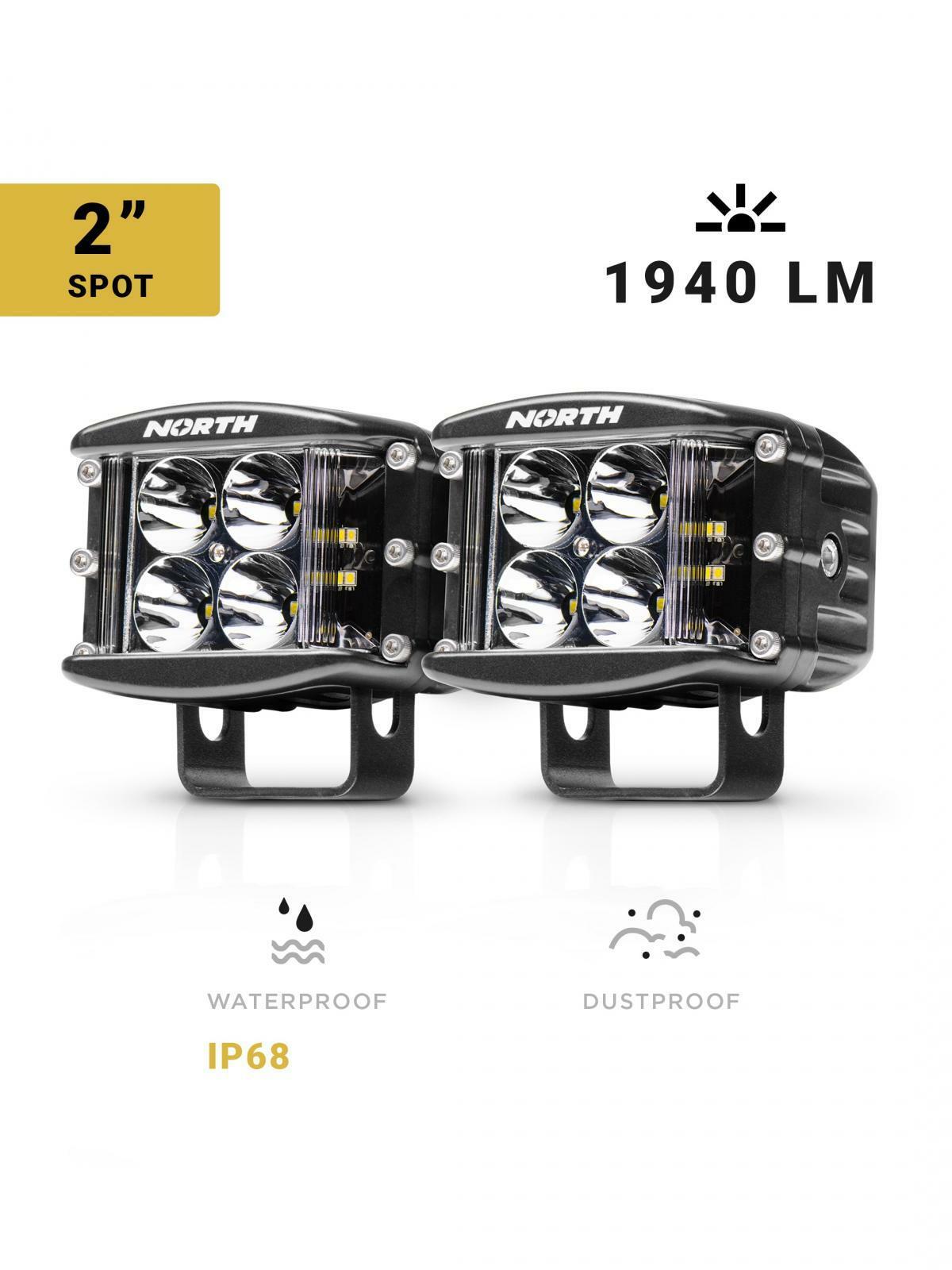 North Lights 2 Inch LED Side Light Pod Spot Beam Pair North Lights - NRTH-SL-2-S