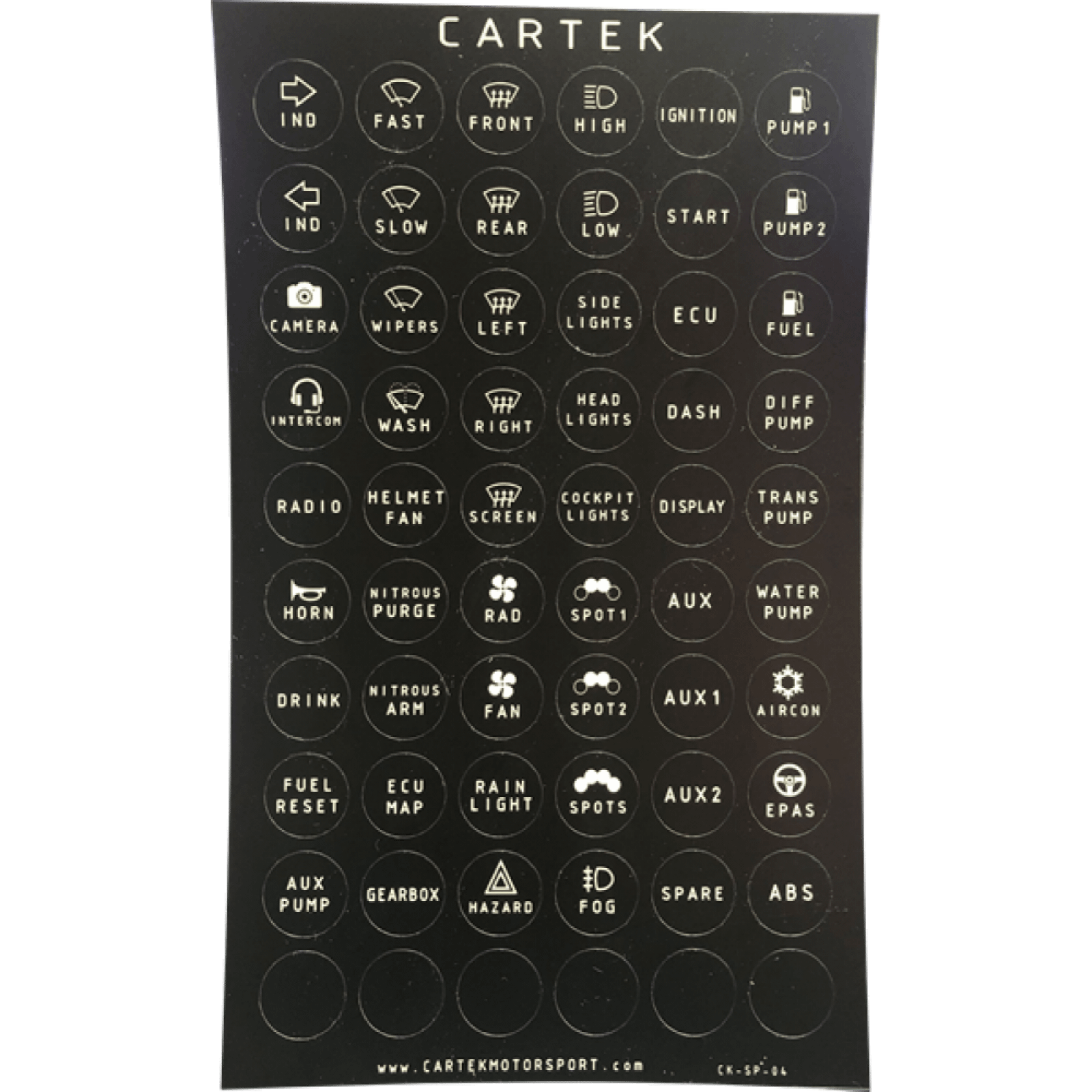 Cartek Power Distribution Panel Labels (Retro) - CK-SP-05