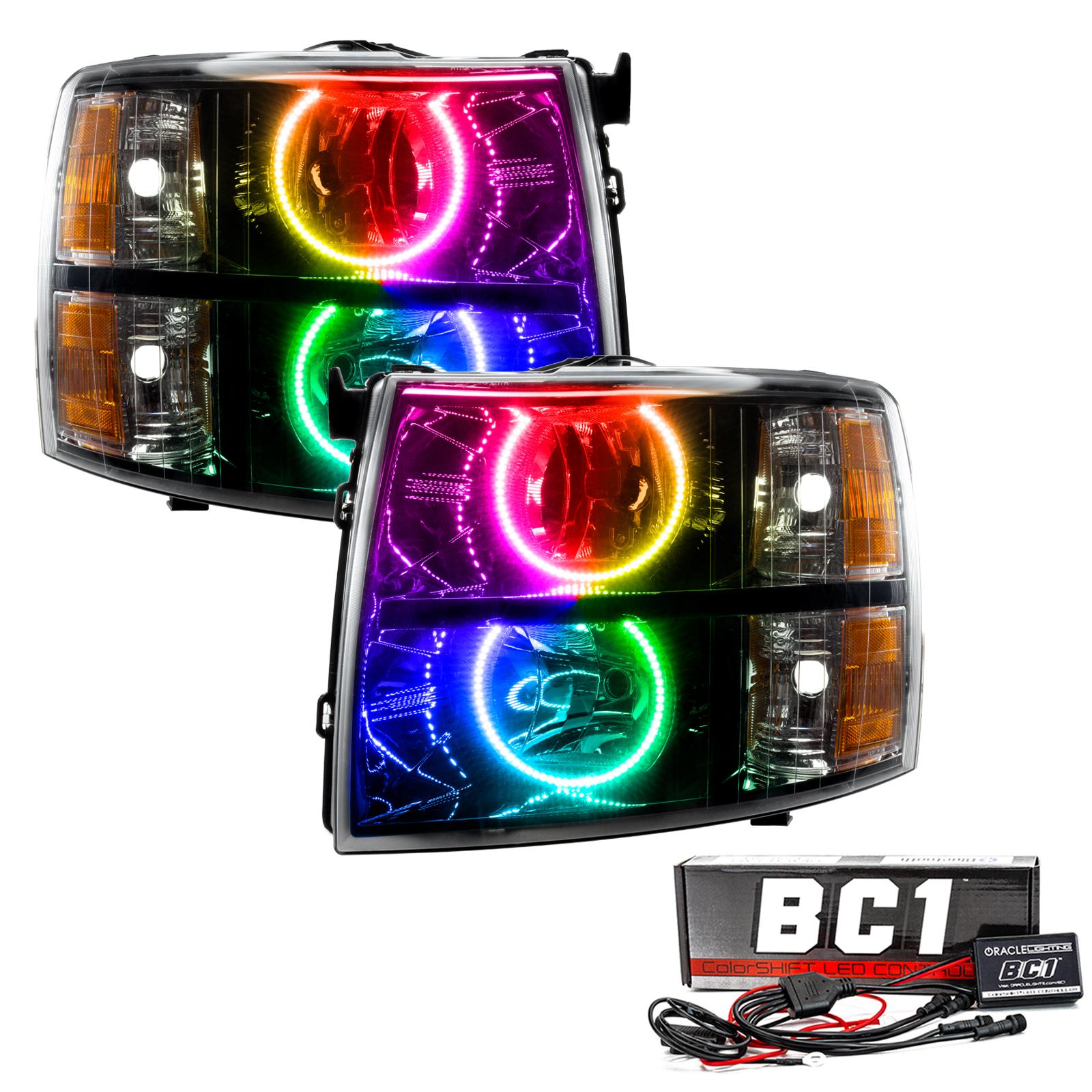 Oracle Lighting 2007-2013 Chevrolet Silverado Led Round Style Halo Headlights - (Black Housing) (2007-2013 Chevrolet Silverado 1500) - 7105-335