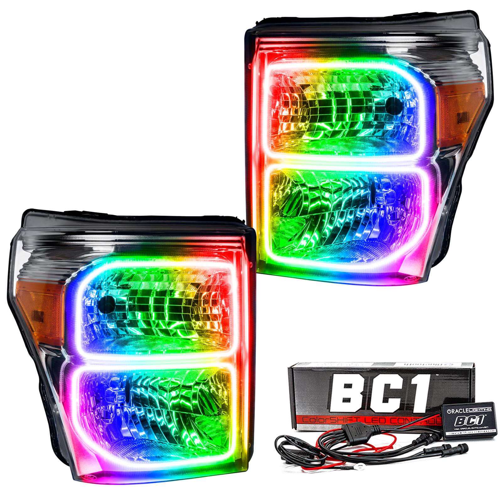 Oracle Lighting 2011-2016 Ford F-250/350 Superduty Led Halo Headlights - (Chrome Housing) (2011-2016 Ford F-250 Super Duty, Ford F-350 Super Duty) - 8158-335