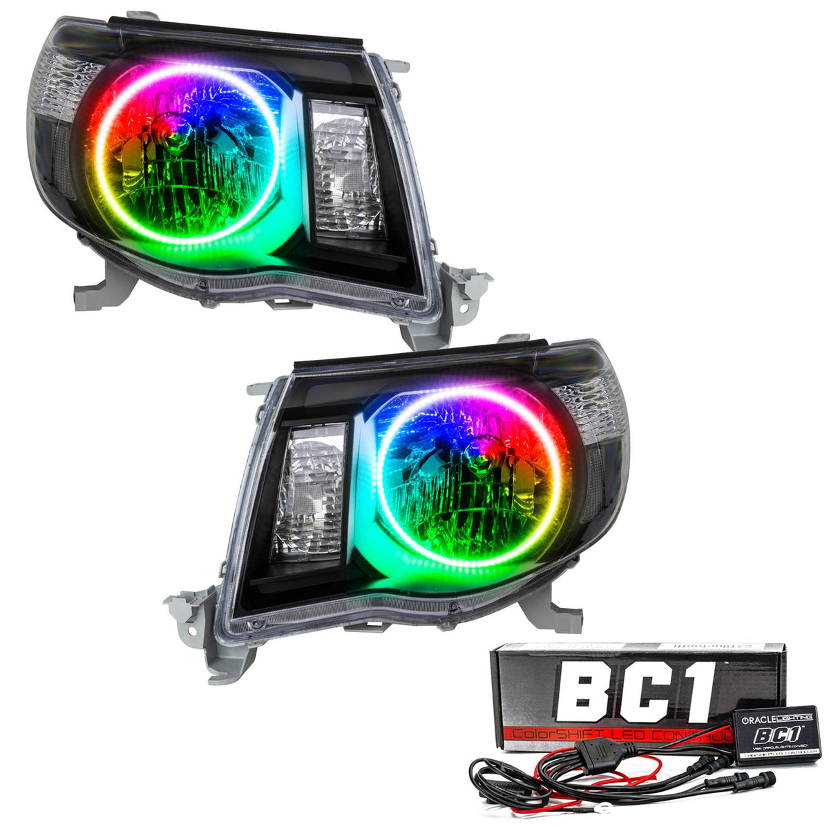 Oracle Lighting 2005-2011 Toyota Tacoma Pre-Assembled Led Halo Headlights - (Black Housing) (2005-2011 Tacoma Base, Tacoma Pre Runner, Tacoma X-Runner) - 8161-335