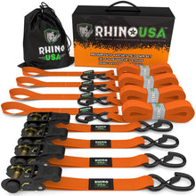 Rhino USA Rhino Usa Medium Duty Ratchet Strap Tie-Down 4-Pack (Orange) - RCHT-4PACK-ORG