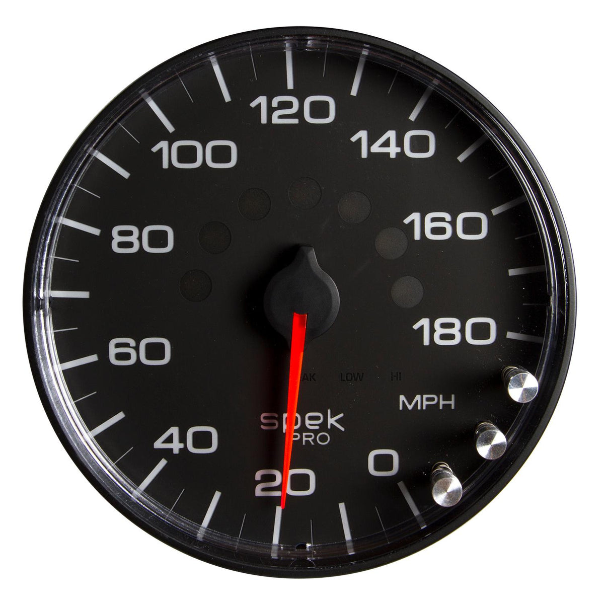 Auto Meter Gauge, Speedometer, 5" , 180 Mph, Elec. Programmable, Black/Black, Spek-Pro - P230328