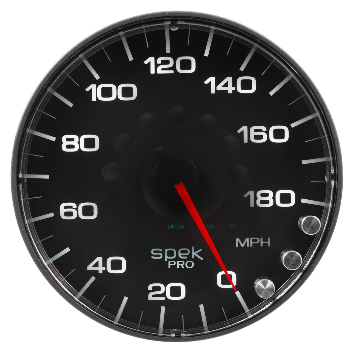 Auto Meter Gauge, Speedometer, 5" , 180 Mph, Elec. Programmable, Black/Black, Spek-Pro - P230328