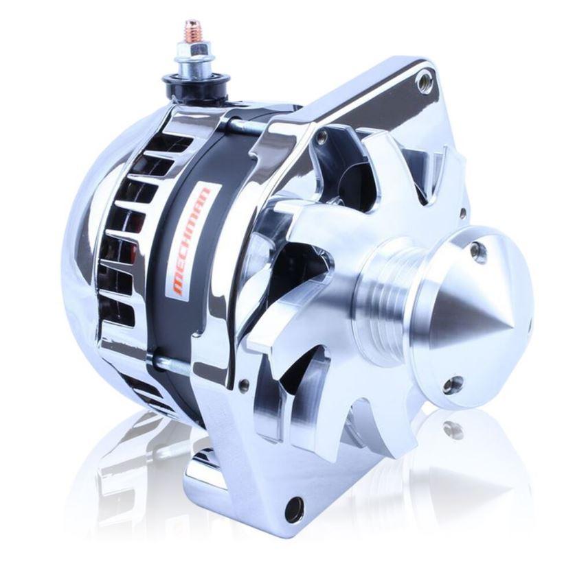 MECHMAN S Series 6 Phase High Output 240 Amp Alternator with 6.61" - Polished w/March 1.75" Pulley and Fan - B7294240P-M175