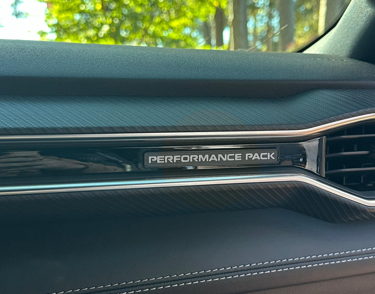Anchor Room 3D Printed Interior Dash Plate [S7] - Performance Pack - Black Background with Blue Text - 3DP_S7_BB