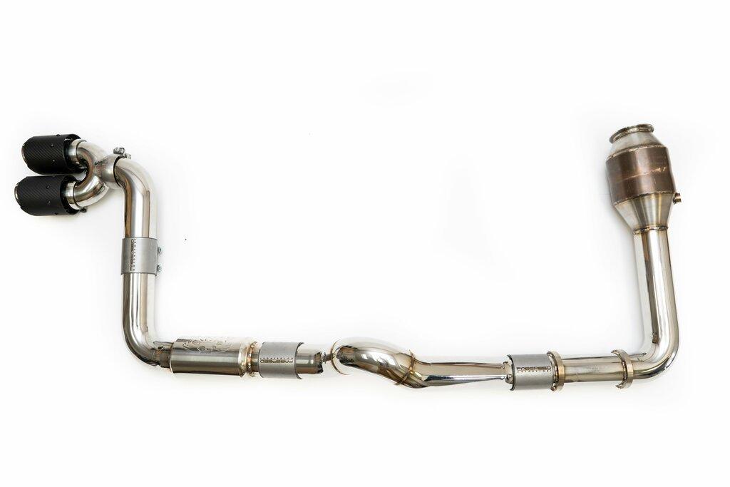 Fabspeed 2017+ Porsche 718 Boxster/Cayman Supercup Turboback STREET Exhaust System w/ Carbon Fiber Tips -... - FS.POR.718.SCUPSCF
