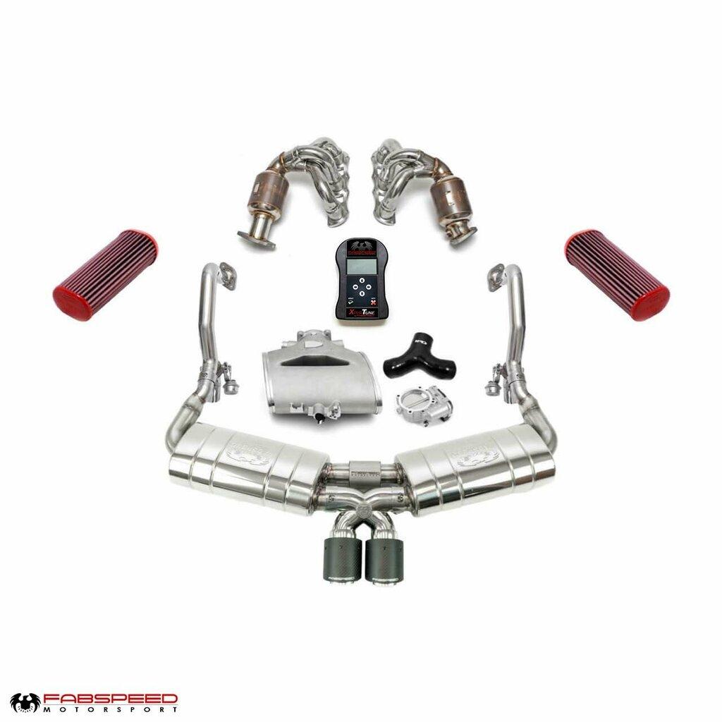 Fabspeed Porsche 981 Boxster / Cayman 2.7L Non-S TrackTec STREET Performance Package With Carbon Fiber Tips and ExperTune Performance Software. (For PSE Cars - Valve Controller Not Included) - FS.POR.981.TTCPKGEC