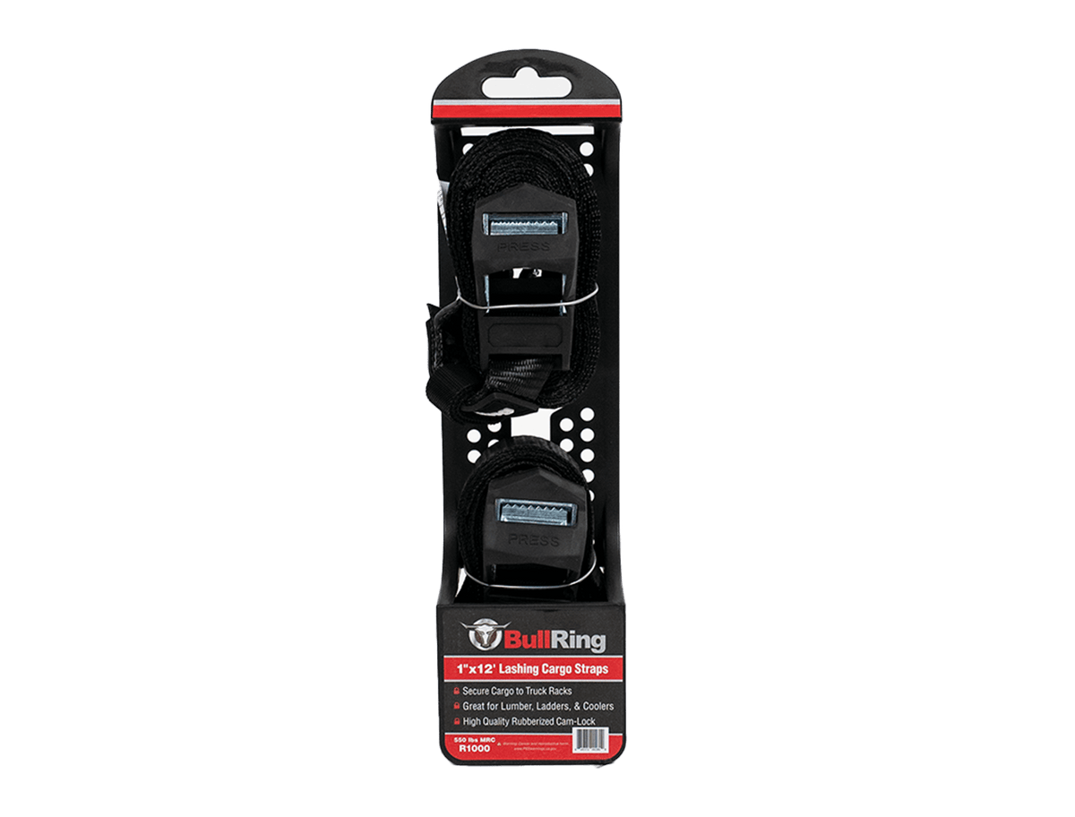 SpeedStrap 1 Inch x 12' Lashing Cargo Strap 2 Pack Bullring - R1000