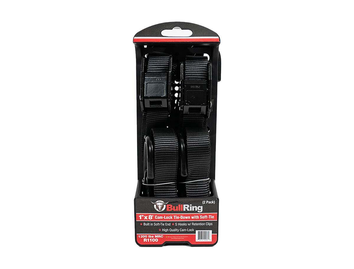 SpeedStrap 1 Inch x 8' Cam-Lock Tie Down with Soft-Tie 2 Pack Bullring - R1100