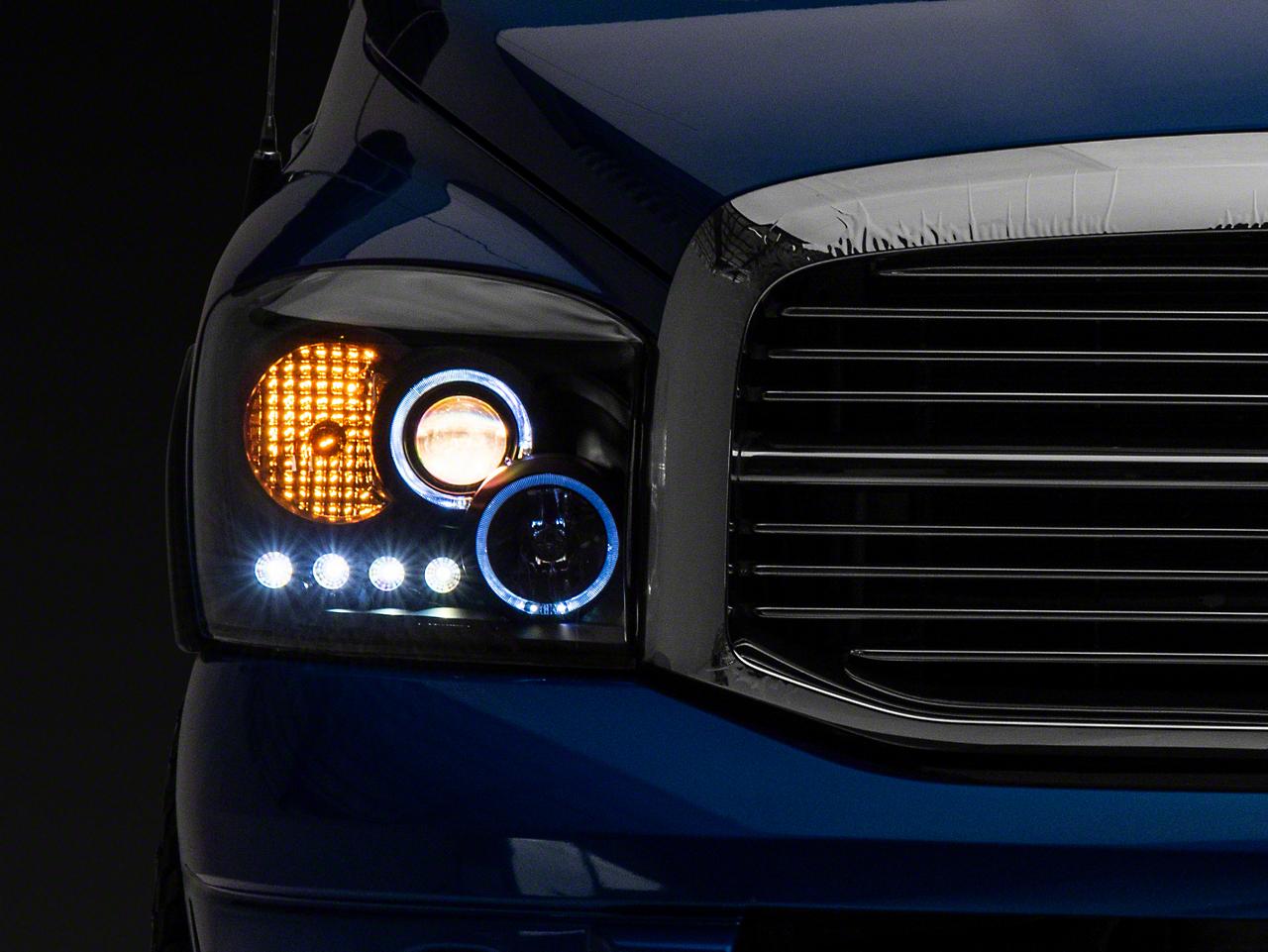Raxiom Led Halo Projector Headlights; Black Housing; Clear Lens (2006-2008 Ram 1500) - R110149