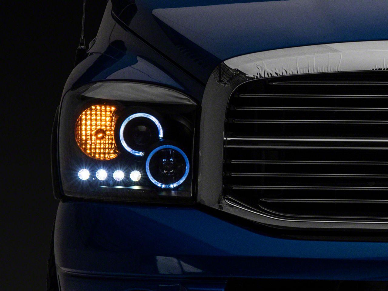Raxiom Led Halo Projector Headlights; Black Housing; Clear Lens (2006-2008 Ram 1500) - R110149