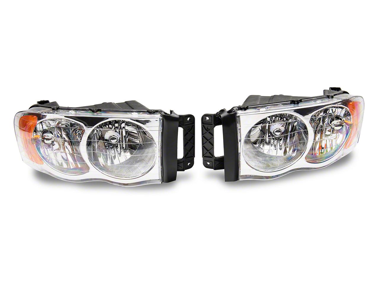 Raxiom Axial Series Oem Style Replacement Headlights; Chrome Housing; Clear Lens (2002-2005 Ram 1500, Ram 2500, Ram 3500) - R118008