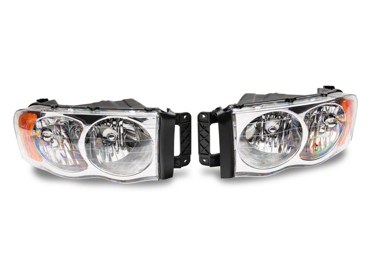 Raxiom Axial Series Oem Style Replacement Headlights; Chrome Housing; Clear Lens (2002-2005 Ram 1500, Ram 2500, Ram 3500) - R118008