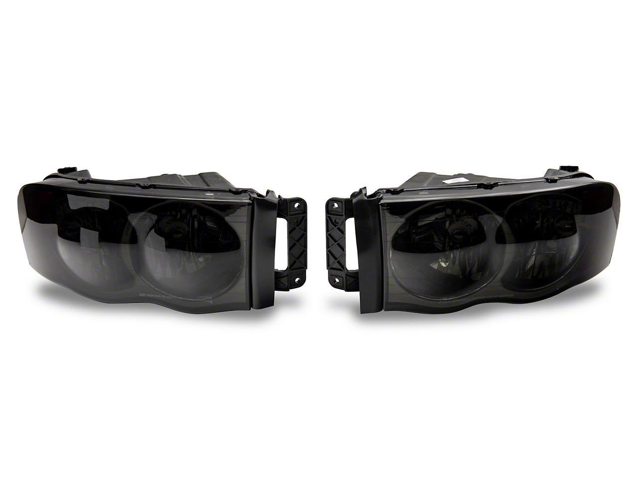 Raxiom Axial Series Oem Style Replacement Headlights; Chrome Housing; Smoked Lens (2002-2005 Ram 1500, Ram 2500, Ram 3500) - R118009