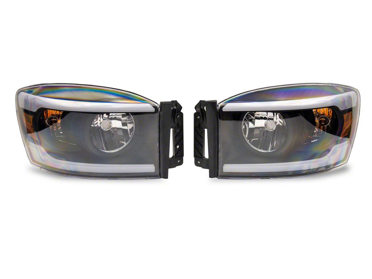 Raxiom Axial Series Headlights With Sequential Led Bar; Black Housing; Clear Lens (2006-2009 Ram 1500, Ram 2500, Ram 3500) - R131480