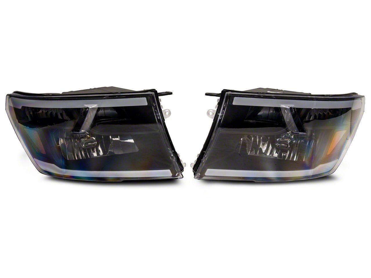Raxiom Axial Series Headlights With Led Bar; Black Housing; Clear Lens (2009-2018 1500, Ram 2500, 2500, Ram 3500, 3500, Ram 1500) - R131481