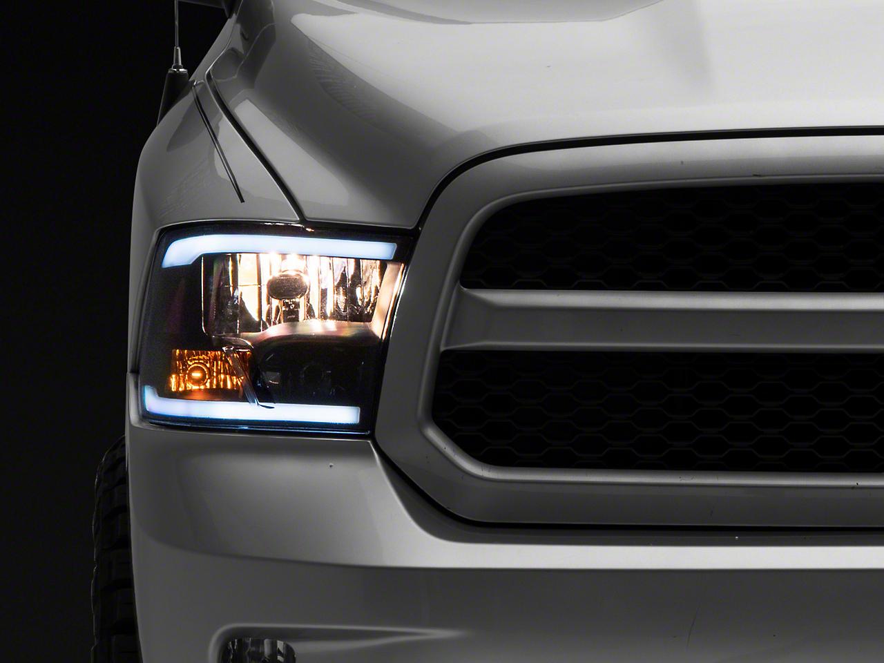 Raxiom Axial Series Headlights With Sequential Led Bar; Black Housing; Clear Lens (2009-2018 1500, Ram 2500, 2500, Ram 3500, 3500, Ram 1500) - R131482