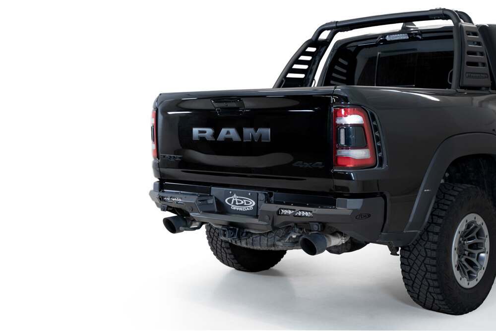 Addictive Desert Designs Ram TRX 2021 - Up Phantom Rear Bumper with 10" SR Mounts on Sides in Hammer Black with Satin Black panels - R620191190103
