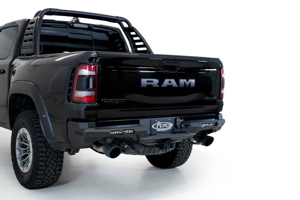 Addictive Desert Designs Ram TRX 2021 - Up Phantom Rear Bumper with 10" SR Mounts on Sides in Hammer Black with Satin Black panels - R620191190103