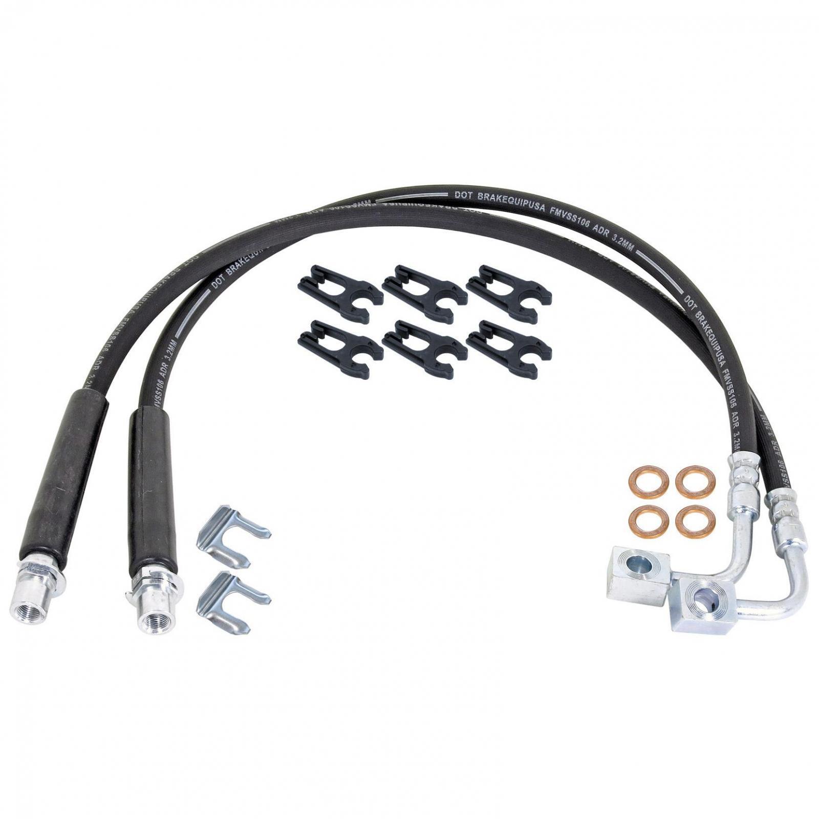 RockJock 4x4 Gladiator Extended Rear Braided Brake Hose Kit For 20-Pres Jeep Gladiator JT - RJ-156400-101