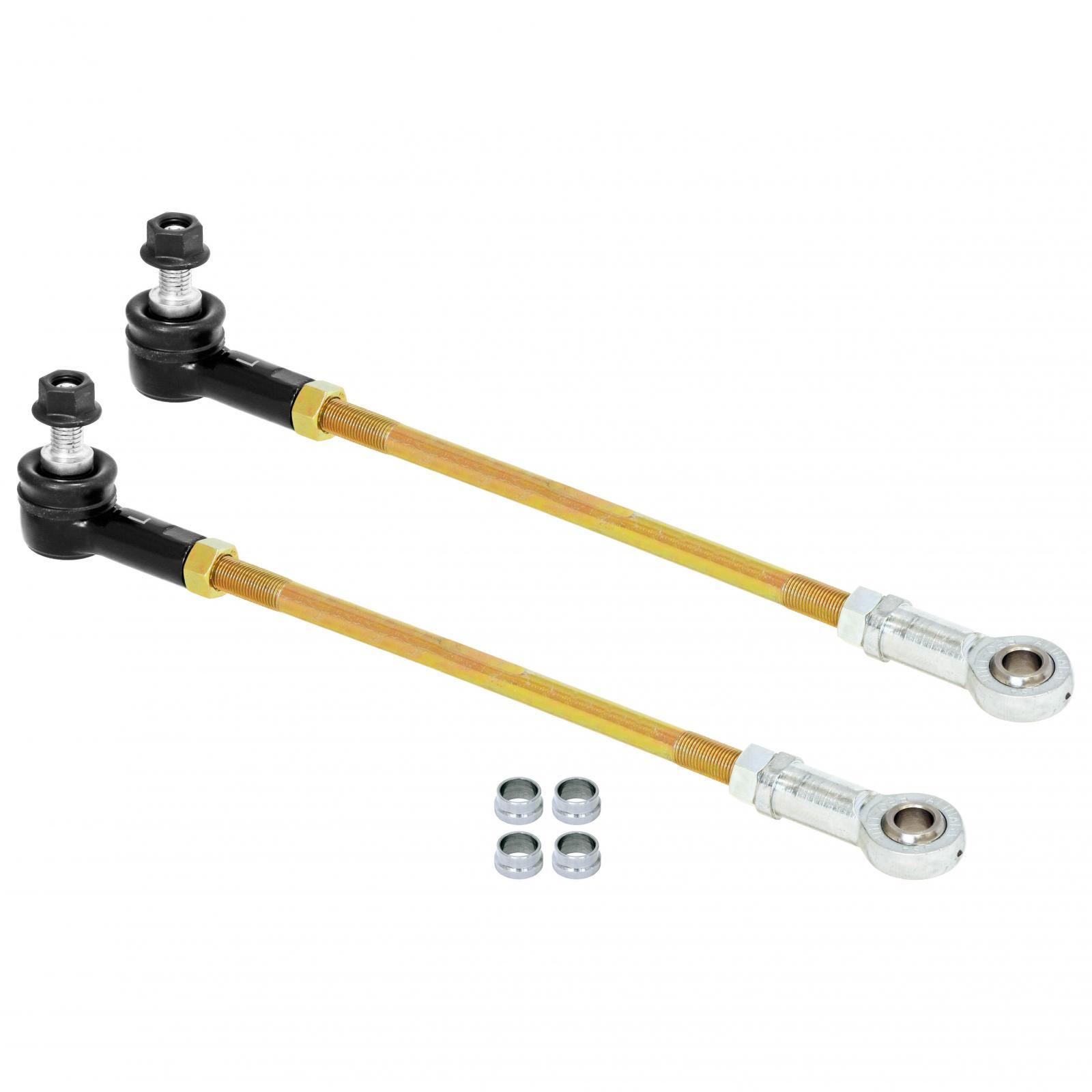 RockJock 4x4 Adjustable Sway Bar End Link Kit for JT Rear (12 1/2 Inch Long Rods Sealed Rod Ends Thru-Bolt Heims Jam Nuts Misalignment Spacers pair) - RJ-253204-101