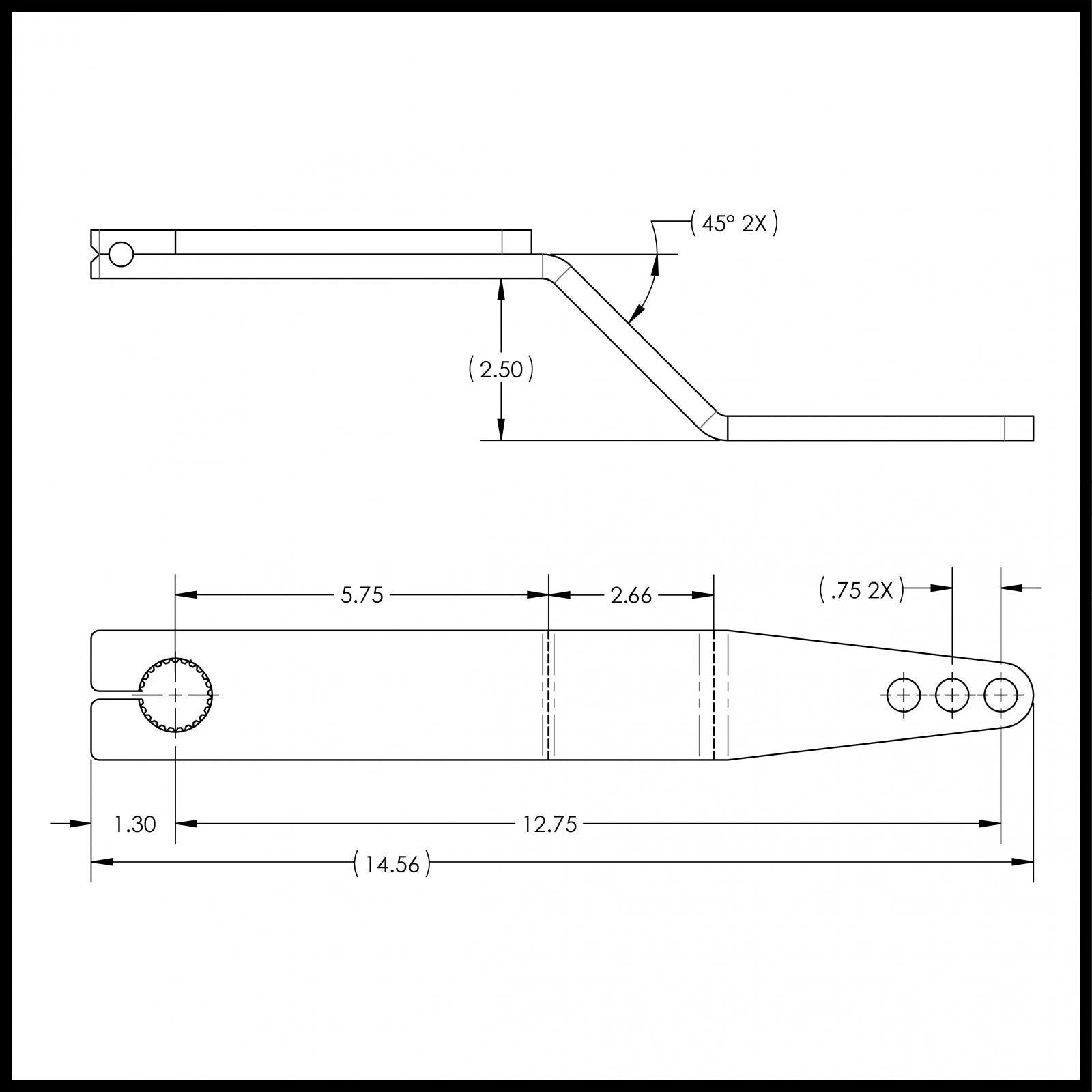RockJock 4x4 Antirock Fabricated Steel Sway Bar Arms, 15.2 in. Long, 2.5 in. Offset Bend, 3 Holes - RJ-282101-101