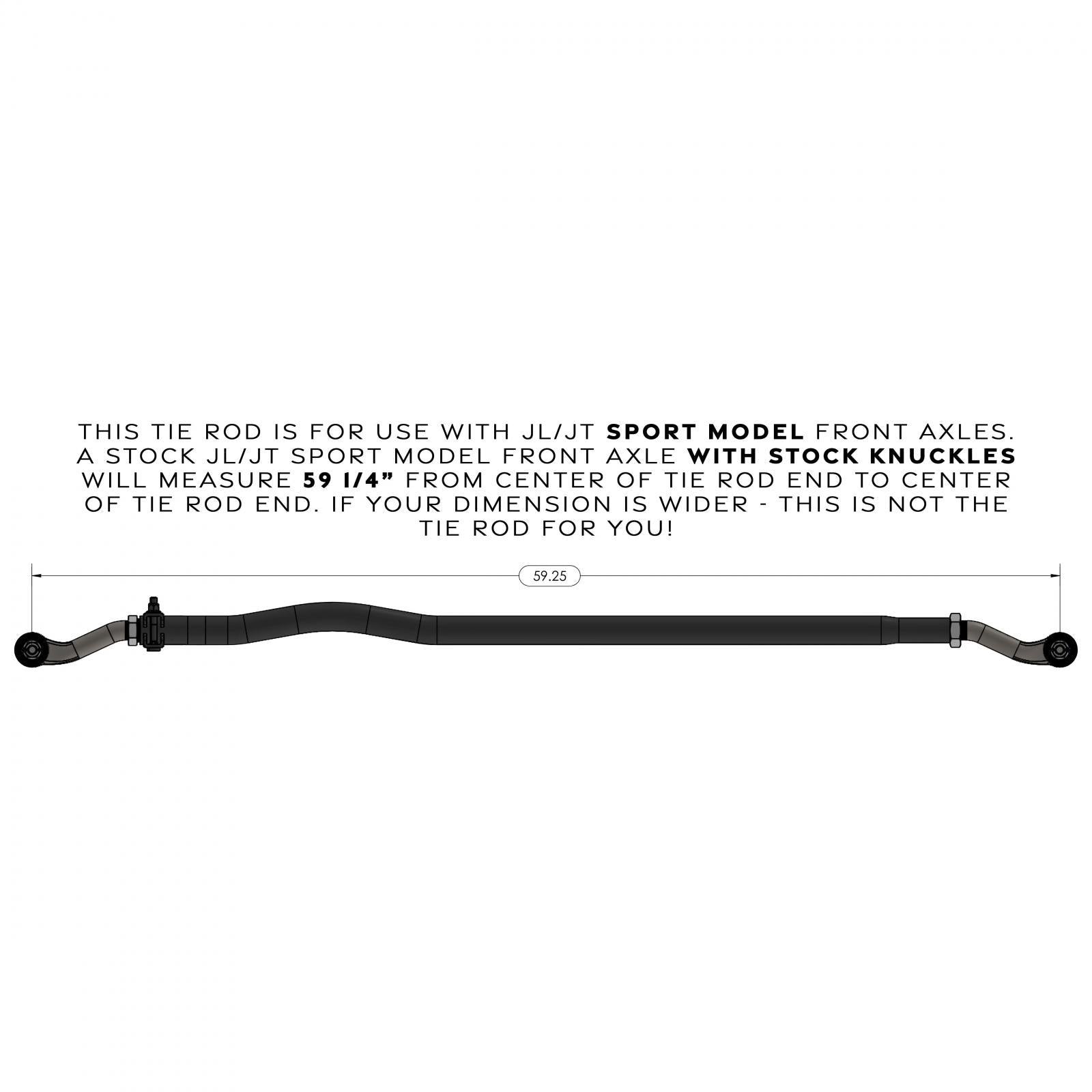 RockJock 4x4 CurrectLync Jeep JL/JT Tie Rod Bolts-On In Sport Model High Steer Applications Only 1.65 Inch Dia. Tube Construction Forged Tie Rod Ends Incl. Jam Nuts And Adjusters - RJ-442101-103