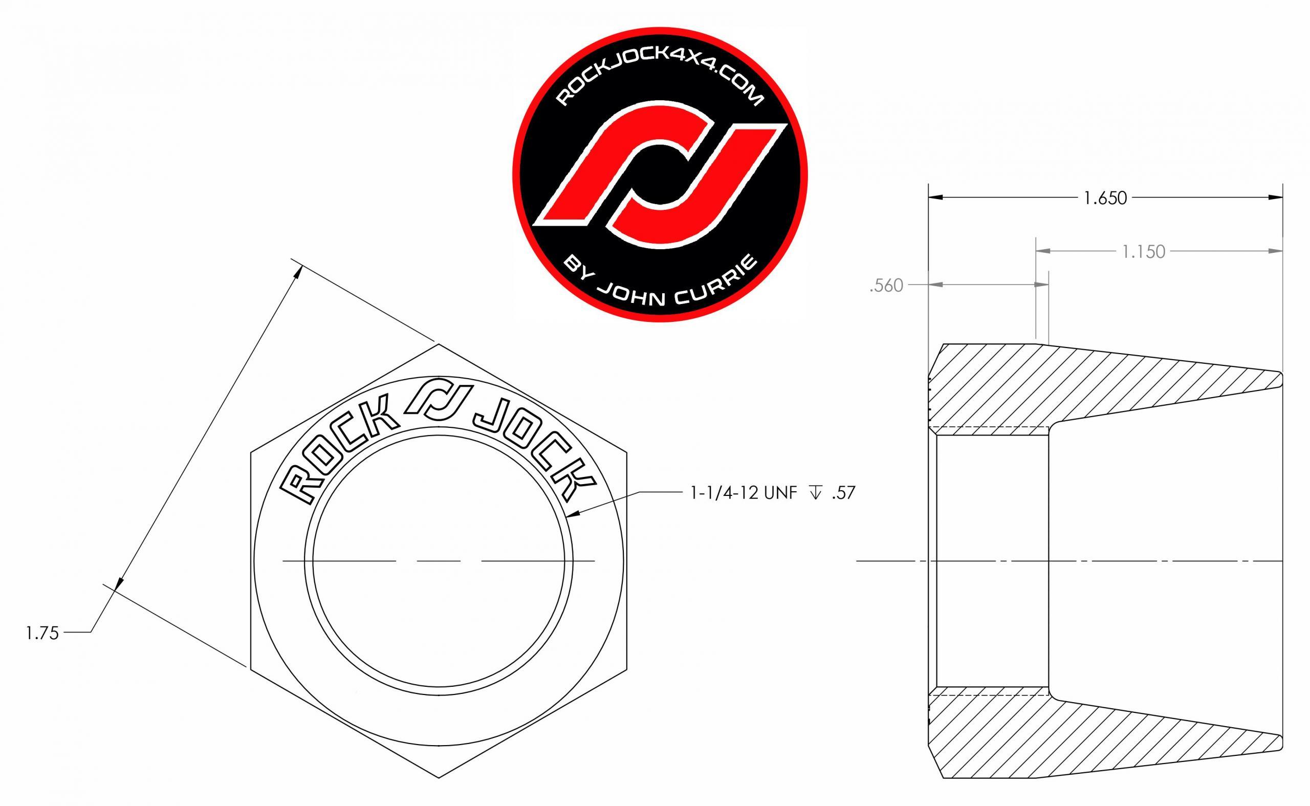 RockJock 4x4 RockNut Kit (Nut and Bung) 1 1/4 Inch RH Thread - RJ-576200-101