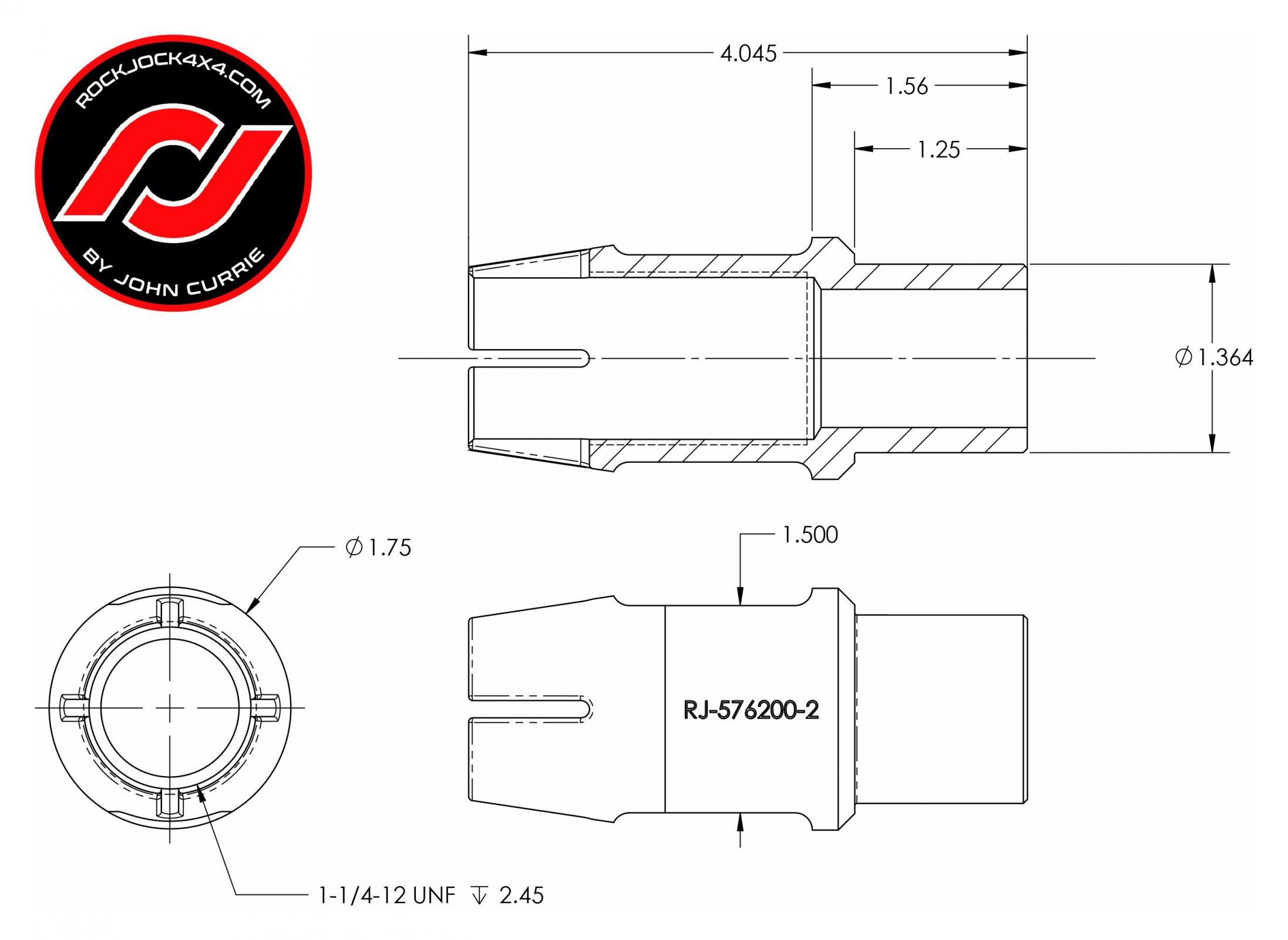 RockJock 4x4 RockNut Kit (Nut and Bung) 1 1/4 Inch LH Thread - RJ-576200-102