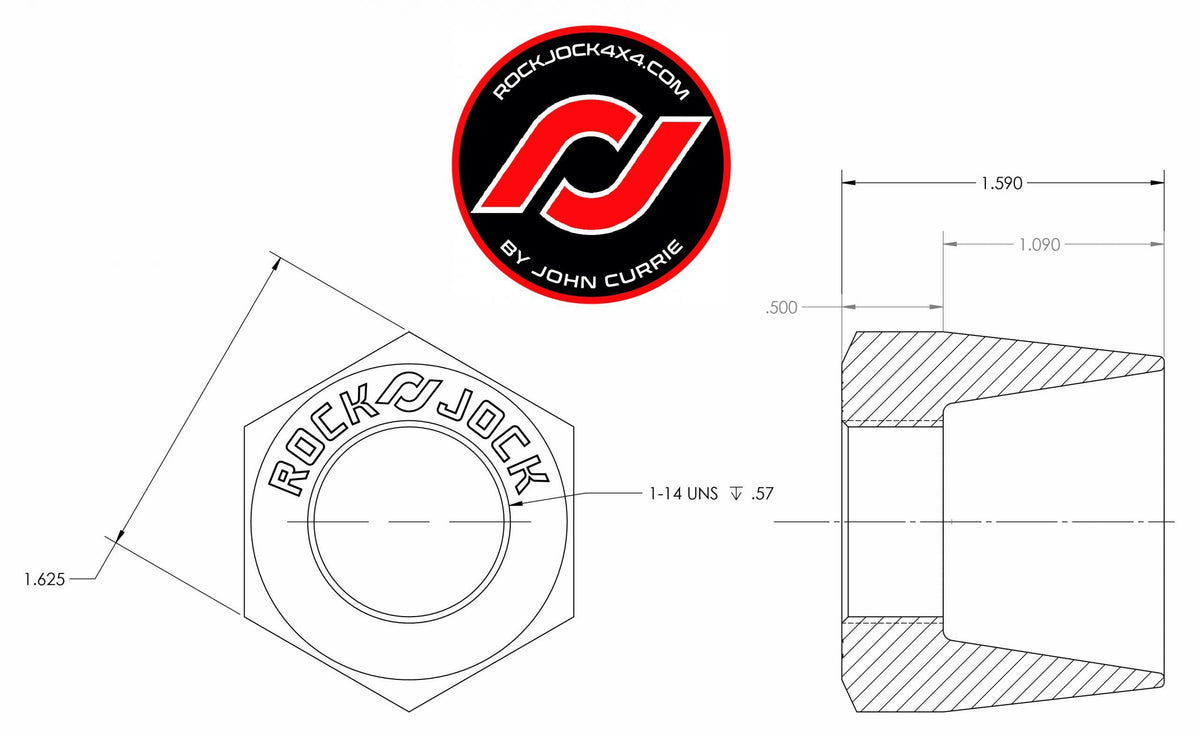 RockJock 4x4 RockNut Kit (Nut and Bung) 1 Inch RH Thread - RJ-576201-101