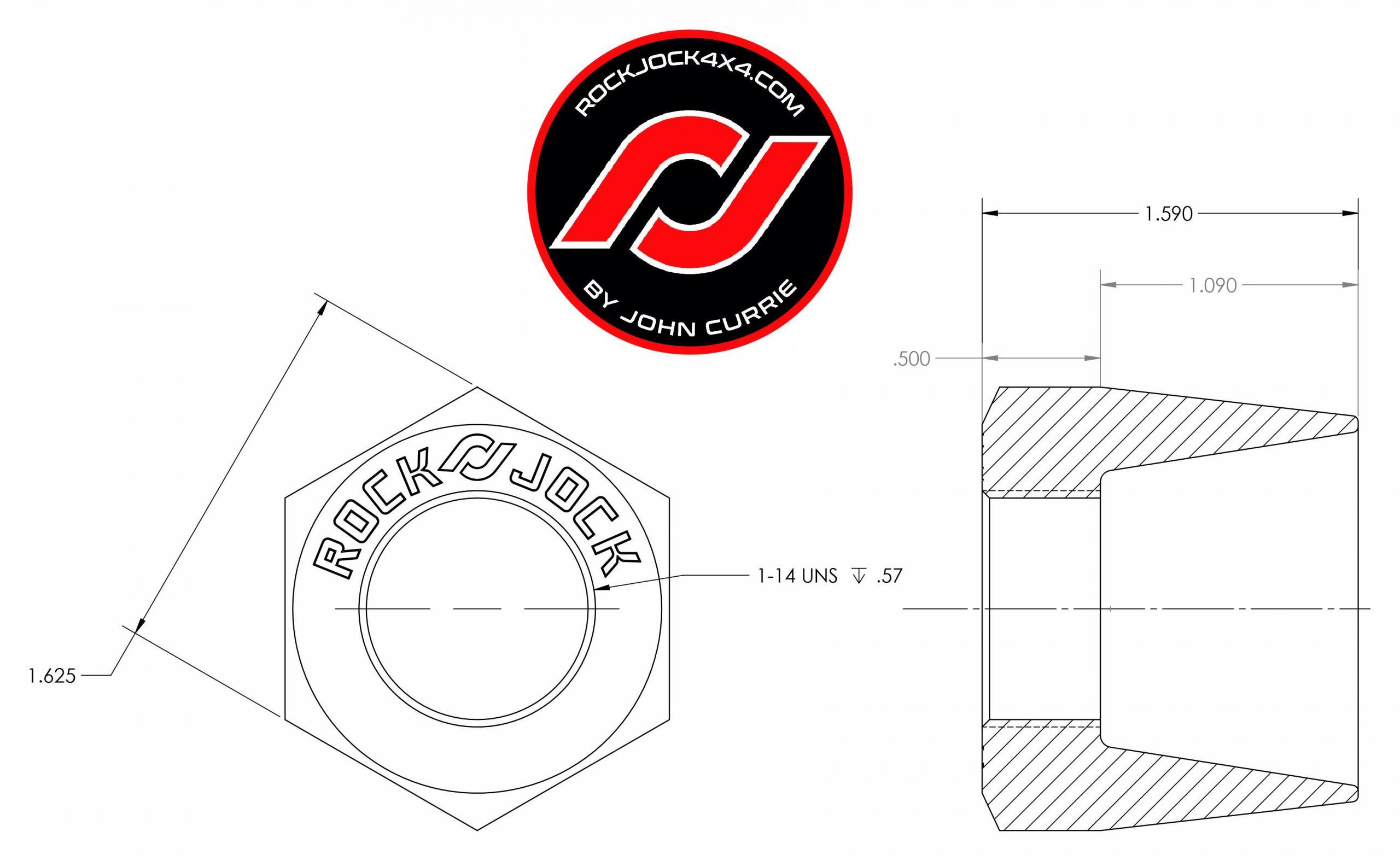RockJock 4x4 RockNut Kit (Nut and Bung) 1 Inch LH Thread - RJ-576201-102