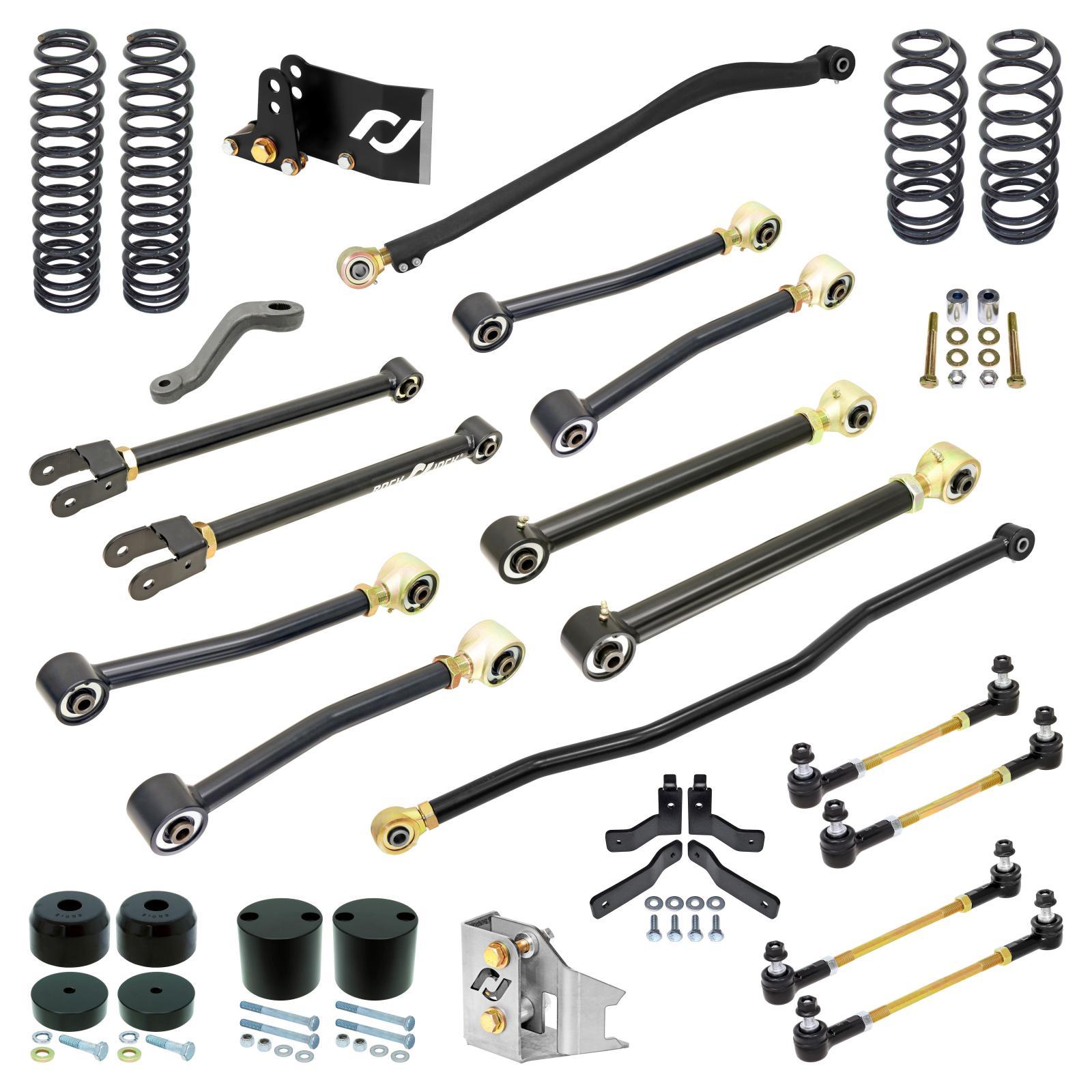 RockJock 4x4 Pro Edition Johnny Joint Suspension System for JK Wrangler Unlimited (4-door) 4 Inch lift RockJock 4X4 - RJ-JK4DR1-101