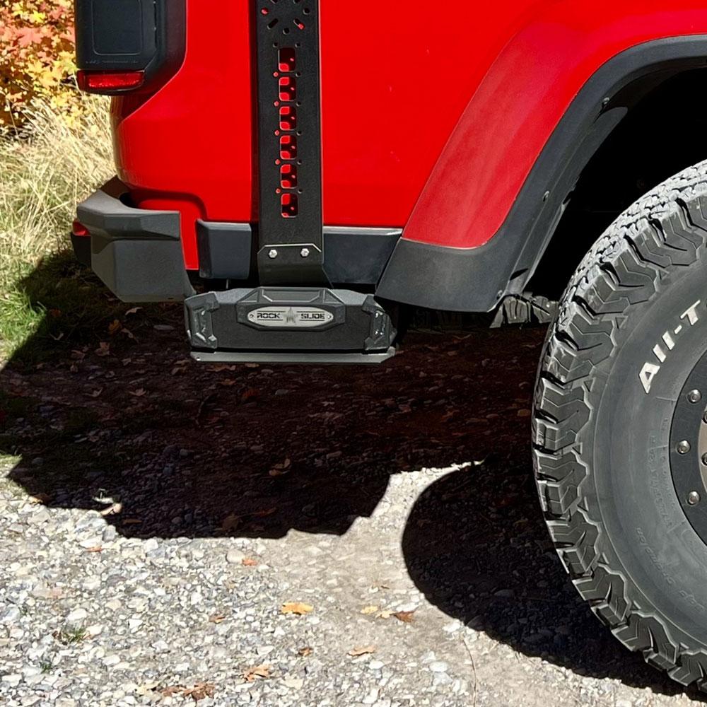Rock Slide Engineering R-STEP 9 Inch Wide For 2020-2023 Jeep Gladiator Bed Step Attachment Brackets Passenger Side Behind Rear GAS MOTOR Tire (2020-2023 Gladiator) - RS-930