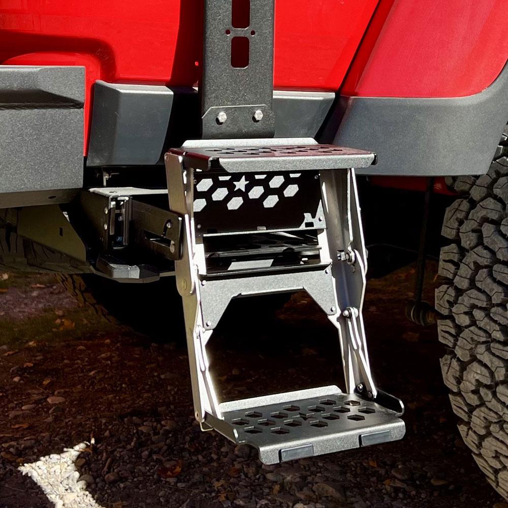 Rock Slide Engineering R-STEP 9 Inch Wide For 2020-2023 Jeep Gladiator Bed Step Attachment Brackets Passenger Side Behind Rear GAS MOTOR Tire (2020-2023 Gladiator) - RS-930