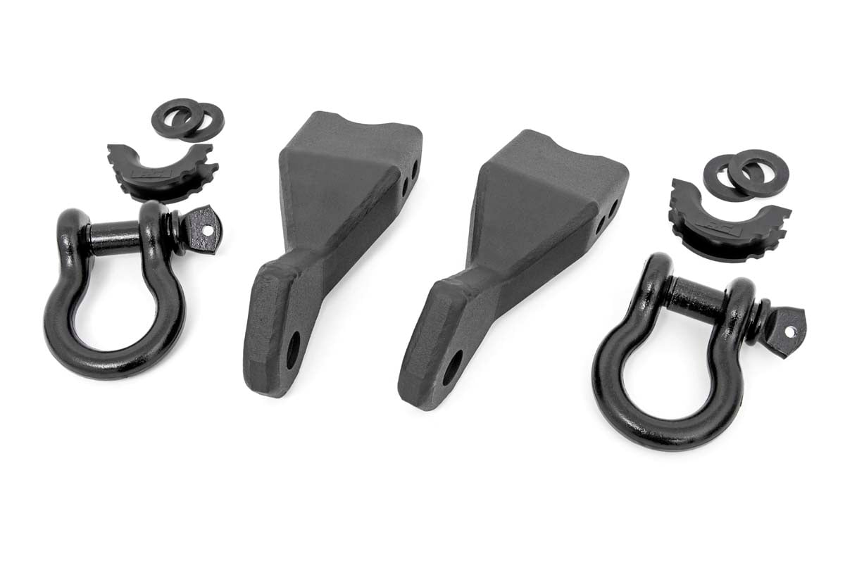 Rough Country Chevy Tow Hook to Shackle Conversion Kit w/ Standard D-Rings & Rubber Isolators (19-20 Silverado 1500) (2019-2020 Silverado 1500) - RS155